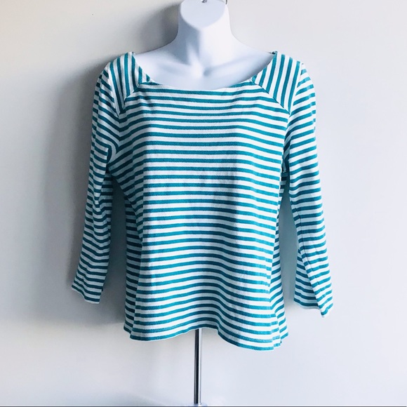๐Old Navy Medium Size White With Green Stripes Long Sleeves Top - Picture 2 of 12